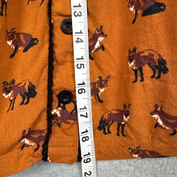 Hell Bunny Fox Print Skirt Cognac Button Front Size XS Retro Punk Style NWOT - Picture 6 of 9
